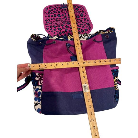 Vera Bradley Canvas Colorblock Backpack Purple Blue Floral School Bag - Picture 10 of 12